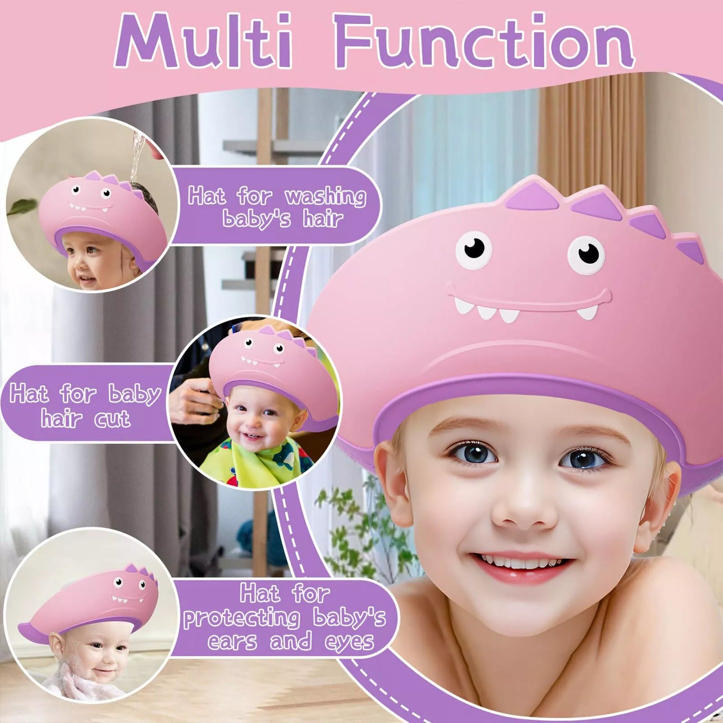 Soft Adjustable Visor Hat Safe Shampoo Shower Bathing Protection Bath Cap for Toddlers, Baby, Kids, Children (Multicolor)